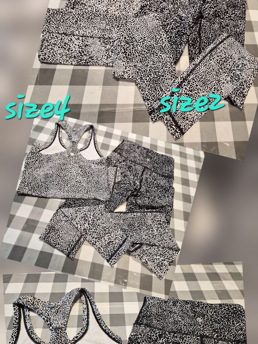 Lululemon Women Black & White Leopard Women Leggings and Sports Top Set